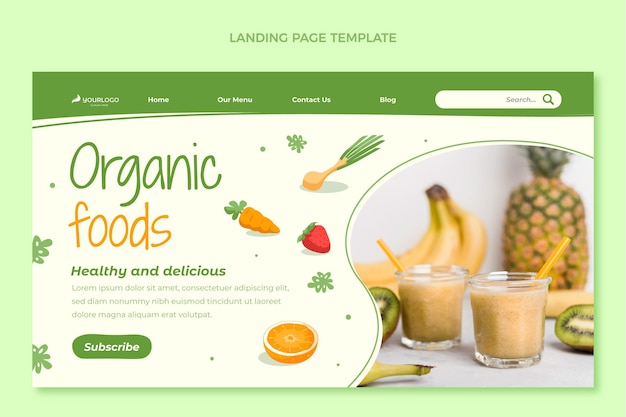 Free vector flat design organic food landing page