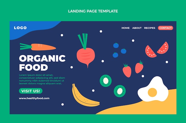 Free vector flat design organic food landing page