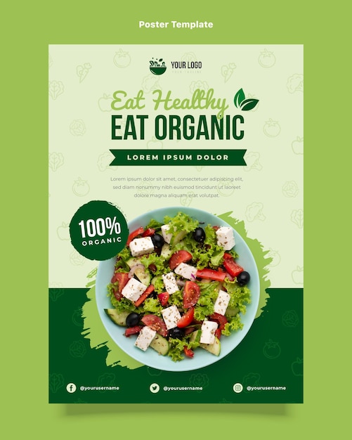 Free vector flat design organic food poster template