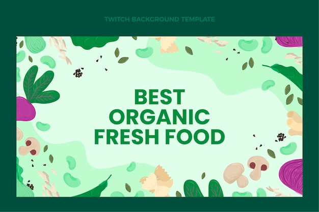 Flat design organic food twitch background