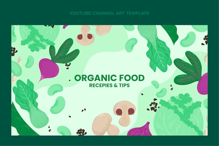 Free Vector flat design organic food youtube channel