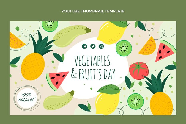 Flat design organic food youtube thumbnail