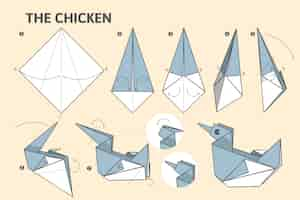 Free vector flat design origami instructions illustration