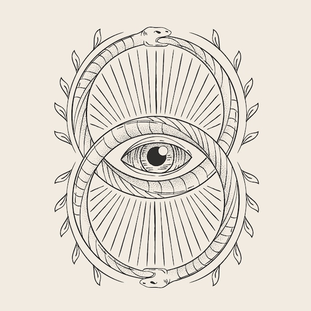 Flat design ouroboros illustration