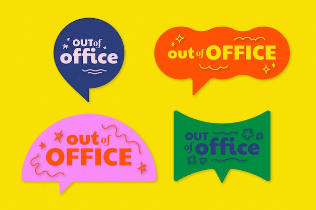 Free vector flat design out of office labels