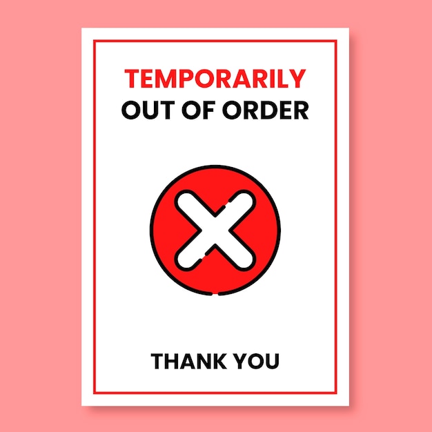 Free vector flat design out of order sign template