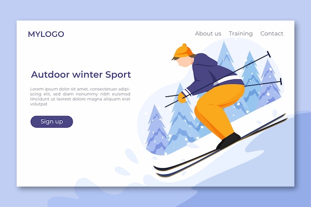 Free vector flat design outdoor sport landing page template