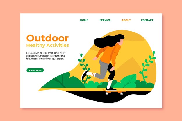Flat design outdoor sport template landing page