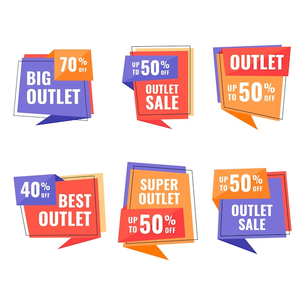 Free vector flat design outlet label collection