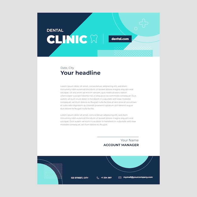 Flat design outline dental clinic letterhead