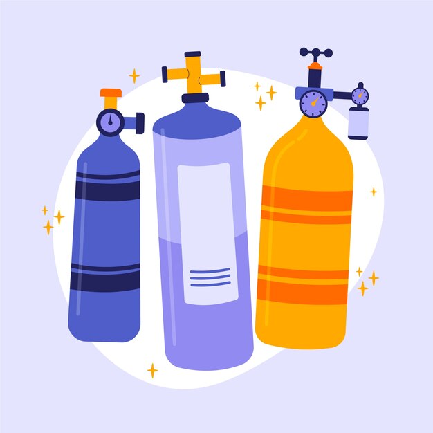 Flat design oxygen tank illustration