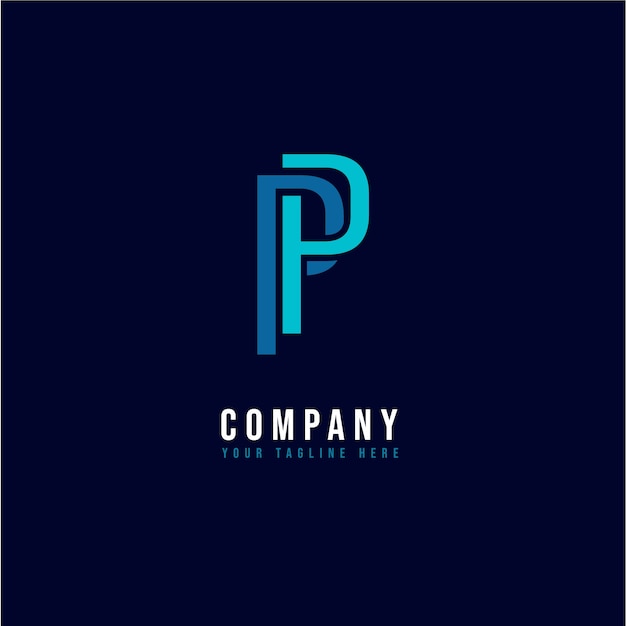 Flat design p logo design template
