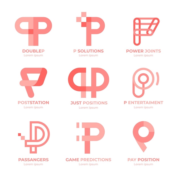 Flat design p logos collection