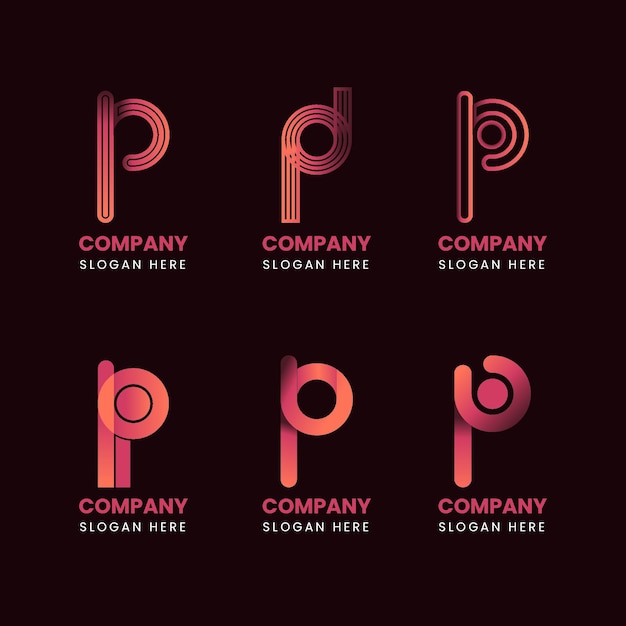 Free vector flat design p logos collection