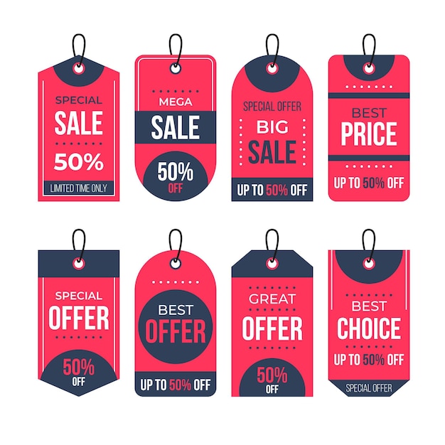 Free vector flat design pack of sales tags