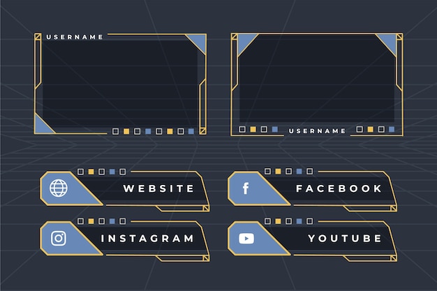 Free vector flat design pack of twitch panels