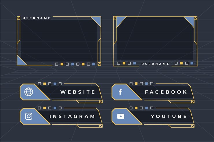 Free Vector flat design pack of twitch panels