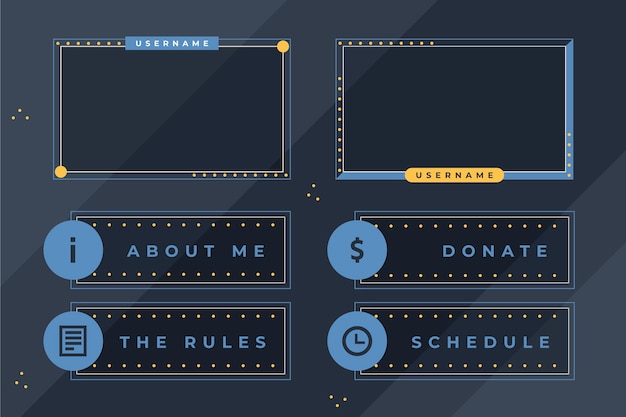 Free vector flat design pack of twitch panels