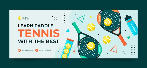 Vettore gratuito copertina di facebook di paddle tennis a disegno piatto