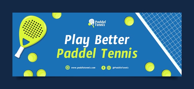 Flat design paddle tennis facebook cover