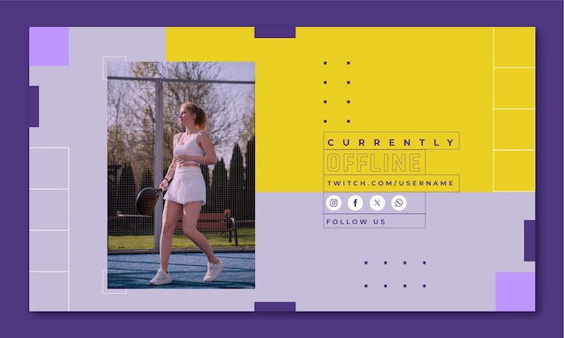 Flat design paddle tennis twitch background