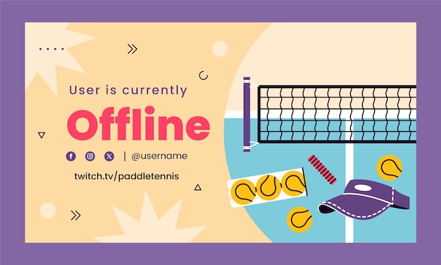 無料ベクター フラットデザインのパドルテニスのツイッチ背景