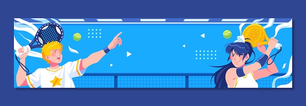 Flat design paddle tennis twitch banner