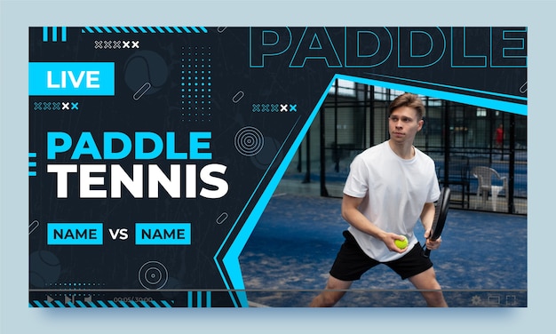 Free vector flat design paddle tennis youtube thumbnail