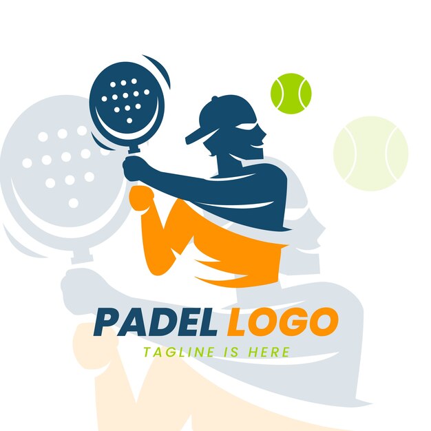 Flat design padel logo template