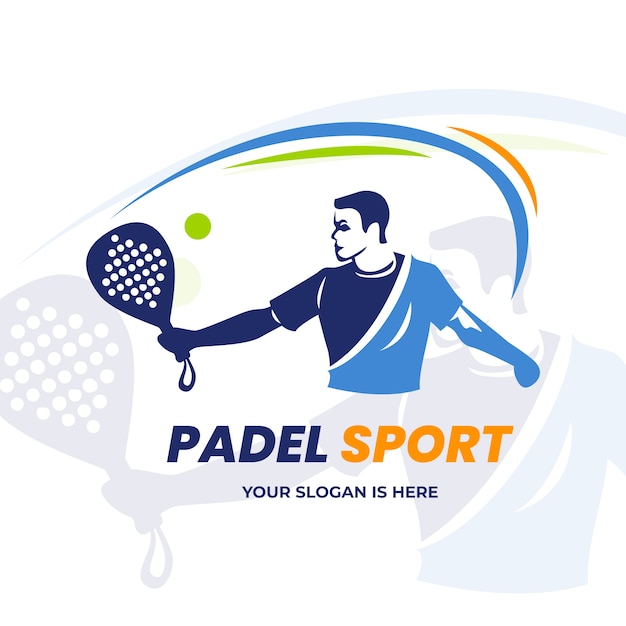 Flat design padel logo template