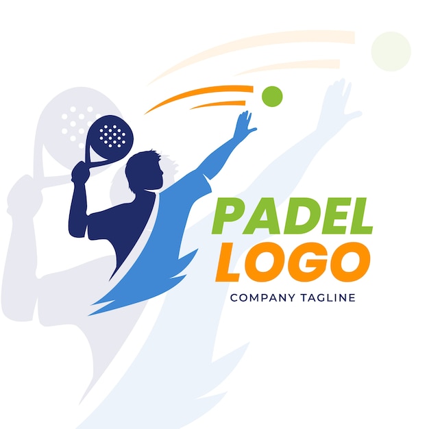 Vettore gratuito modello di logo padel design piatto