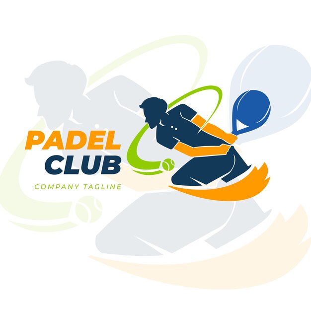 Flat design padel logo template