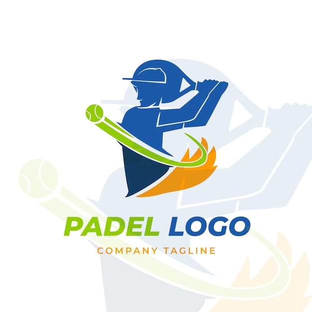 Flat design padel logo template