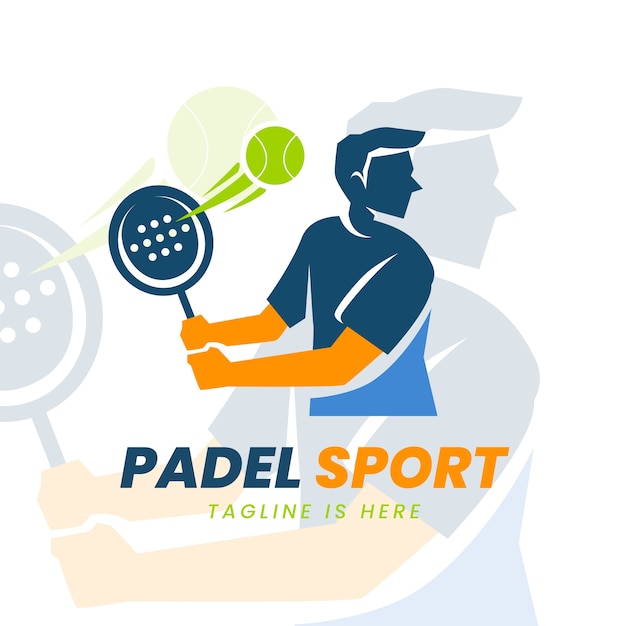 Flat design padel logo template