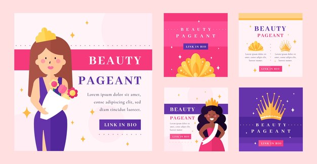 Flat design pageant instagram posts