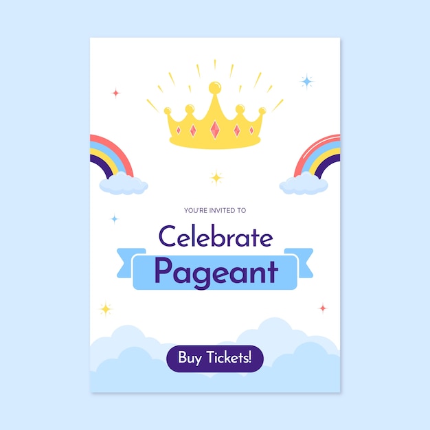 Flat design pageant invitation template