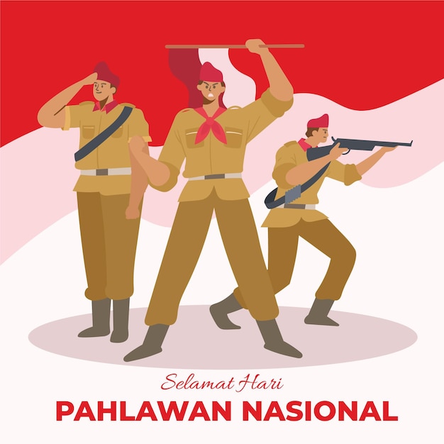 Flat design pahlawan concept