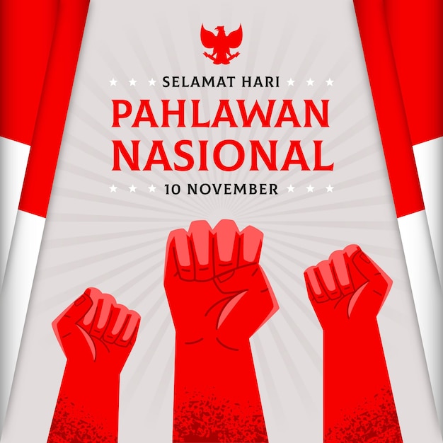 Flat design pahlawan concept