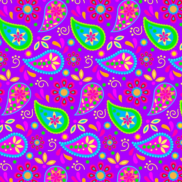 Flat design paisley pattern illustration