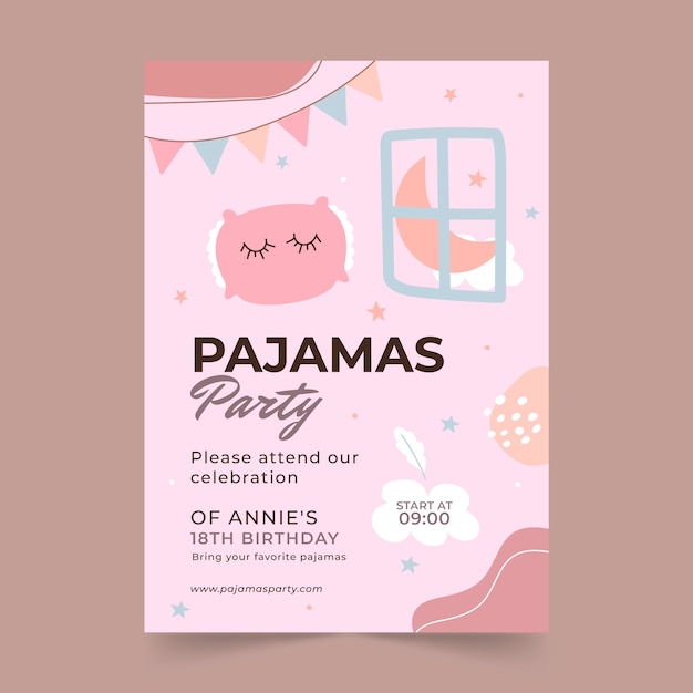 Free vector flat design pajamas party poster template