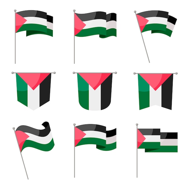 Vettore gratuito emblemi nazionali della palestina dal design piatto