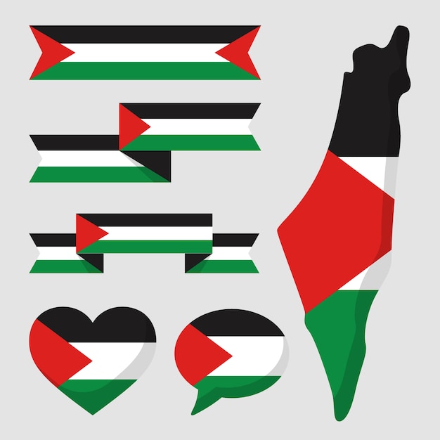 Vettore gratuito emblemi nazionali della palestina dal design piatto