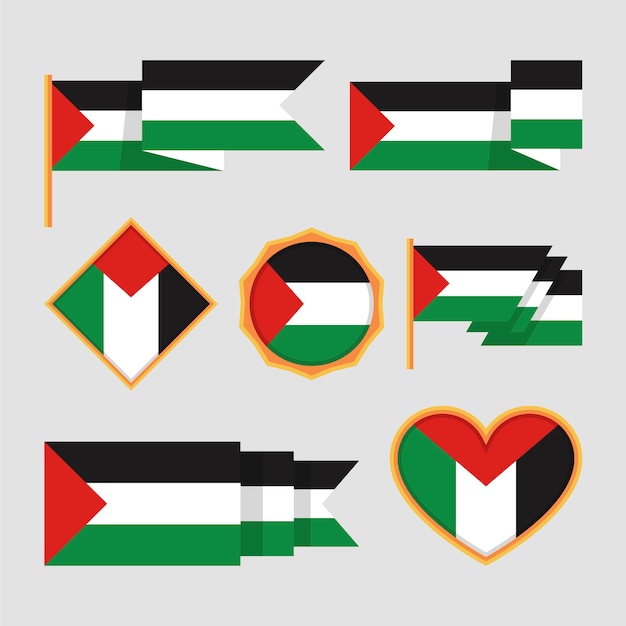 Vettore gratuito emblemi nazionali della palestina dal design piatto