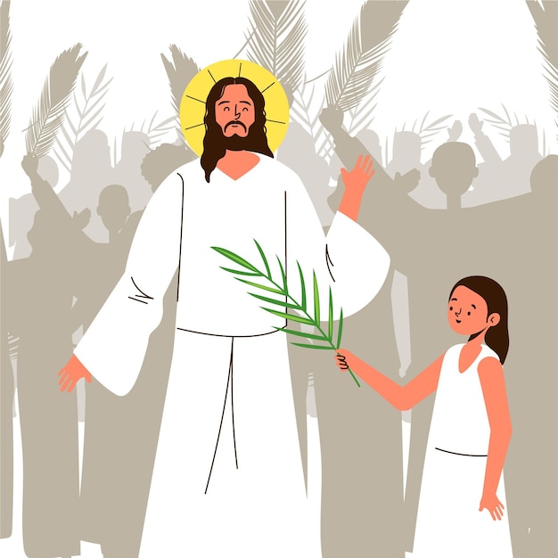 Бесплатное векторное изображение Вербное воскресенье в плоском дизайне