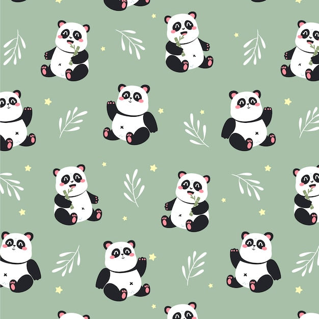 Free vector flat design panda pattern design
