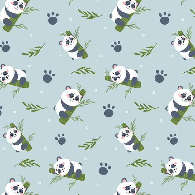 Flat design panda pattern design