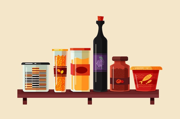 Free vector flat design pantry collection