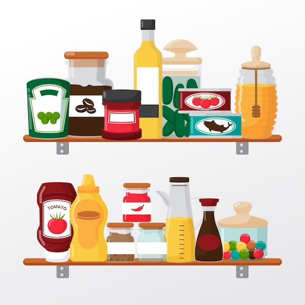 Free vector flat design pantry collection