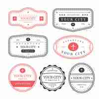 Free vector flat design passport stamp set