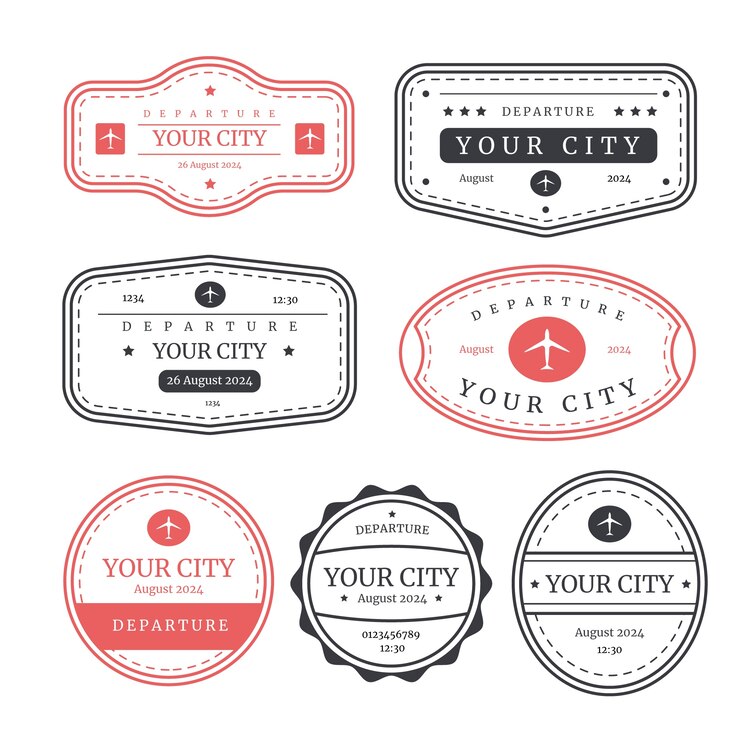 Free Vector flat design passport stamp set